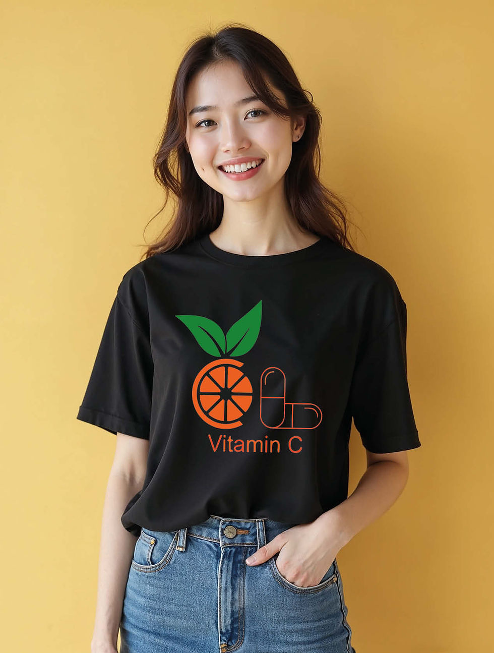 Thumbnail: vitamin c Cool Women’s Graphic Stylish  Typography T-Shirt – Shop Now
