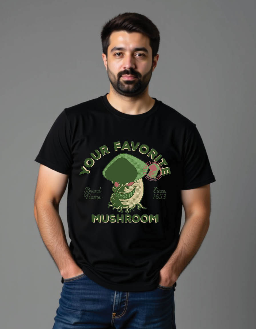 Thumbnail: emblem fierce mushroom with style mens printed graphic t shirts