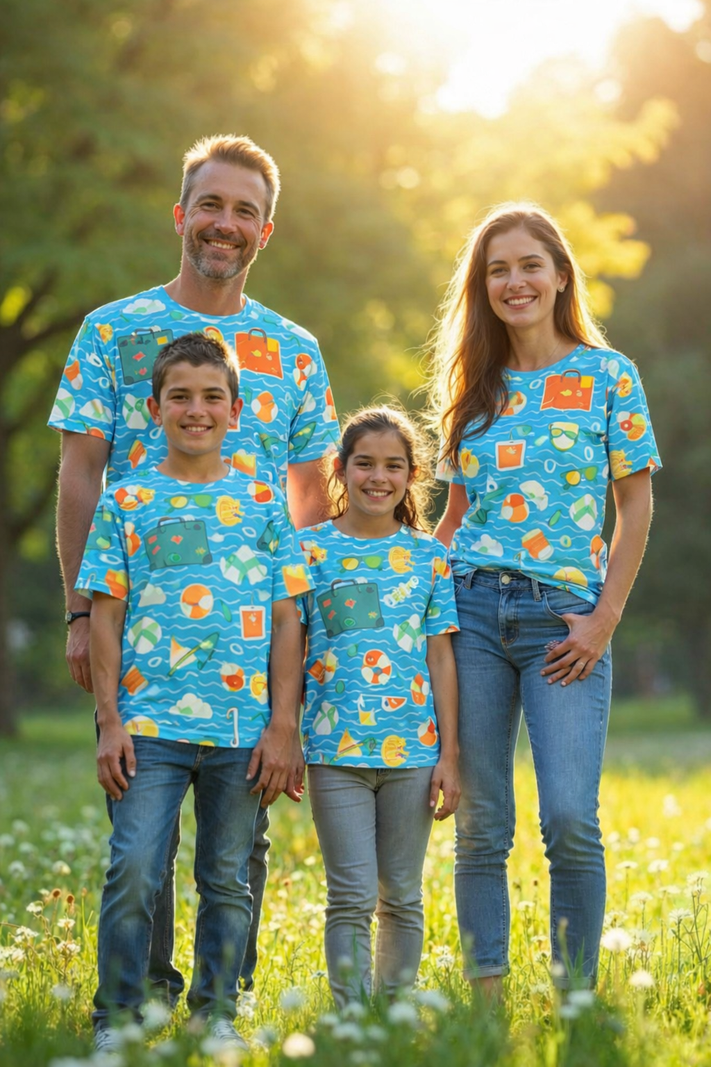 travel pattern family matching printed tees pack of 4