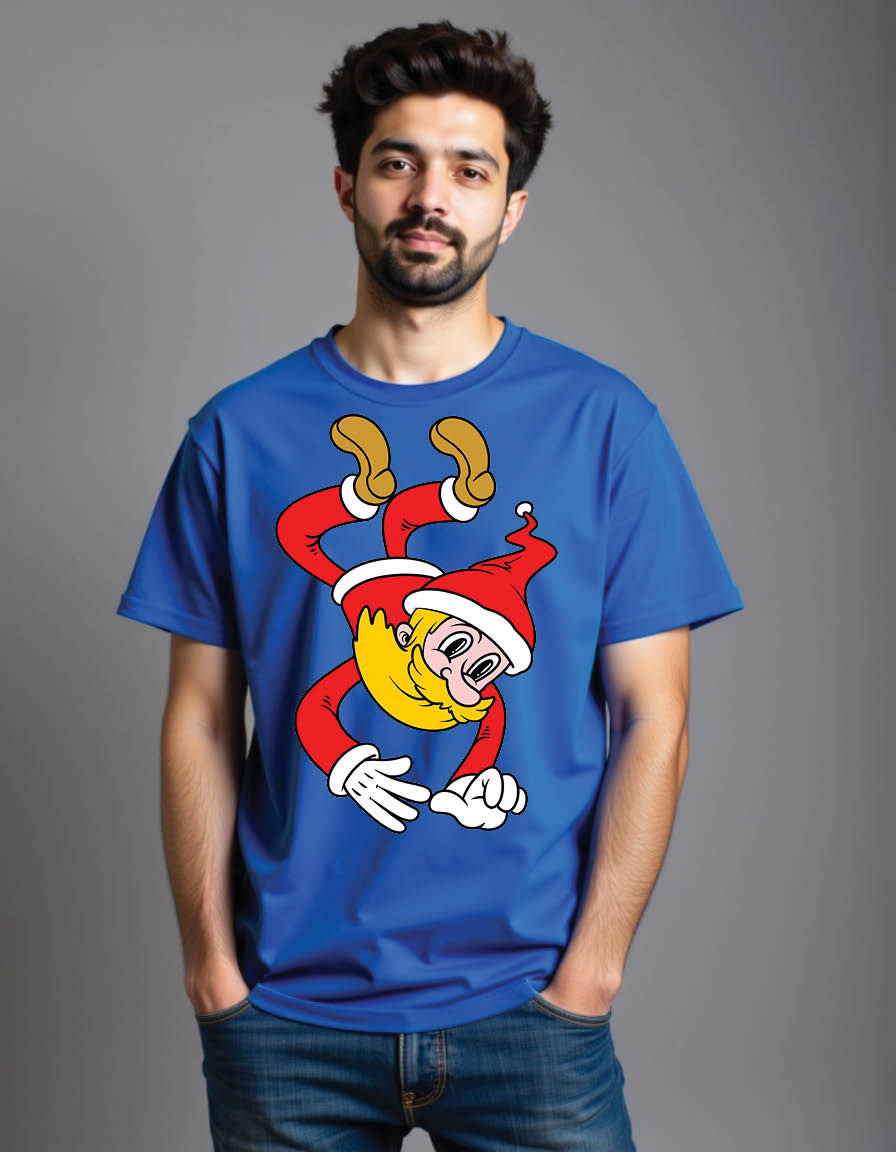 Thumbnail: fallen santa claus cartoon mens printed graphic t shirt
