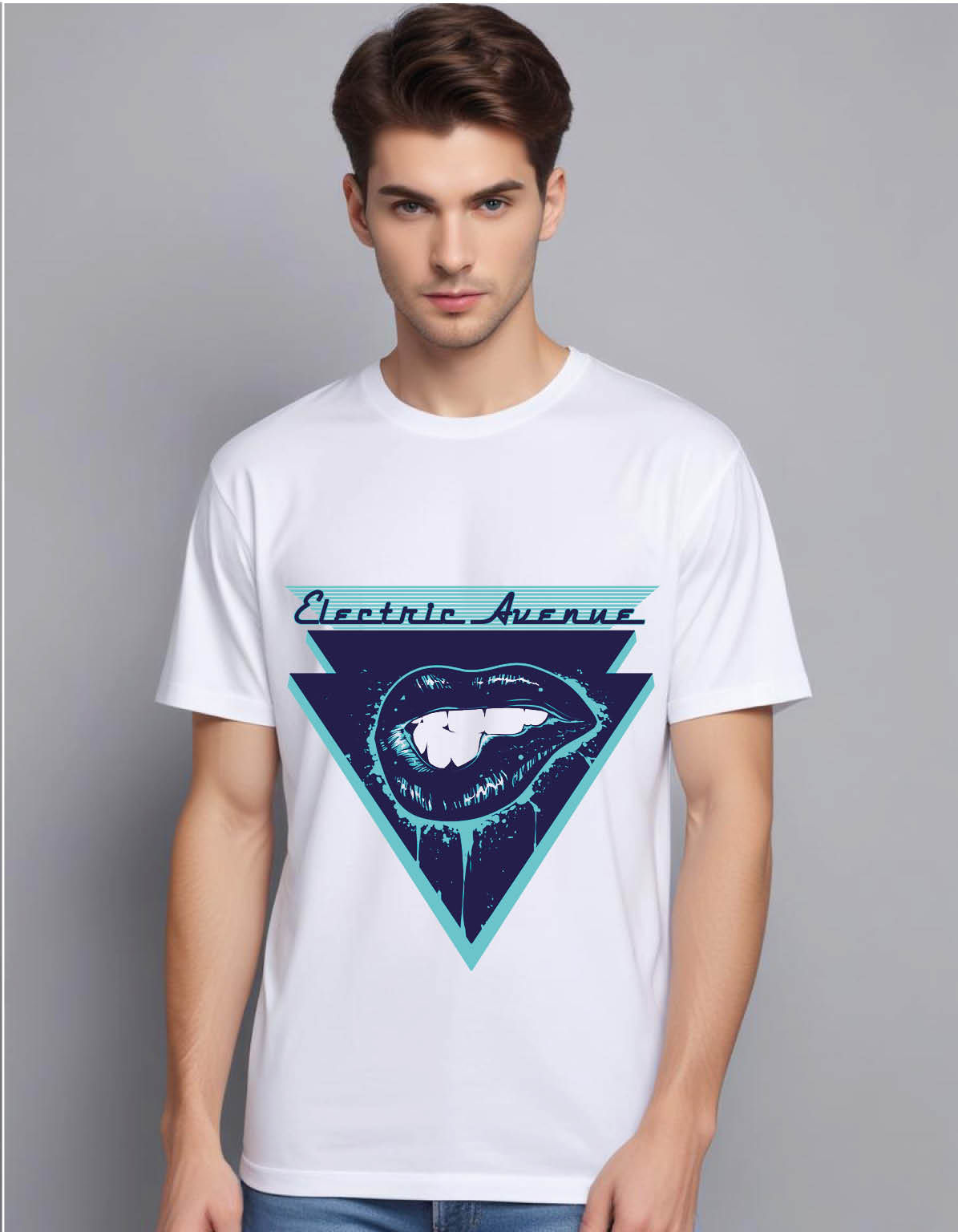 dripping biting lips double triangle mens printed graphic t shirt
