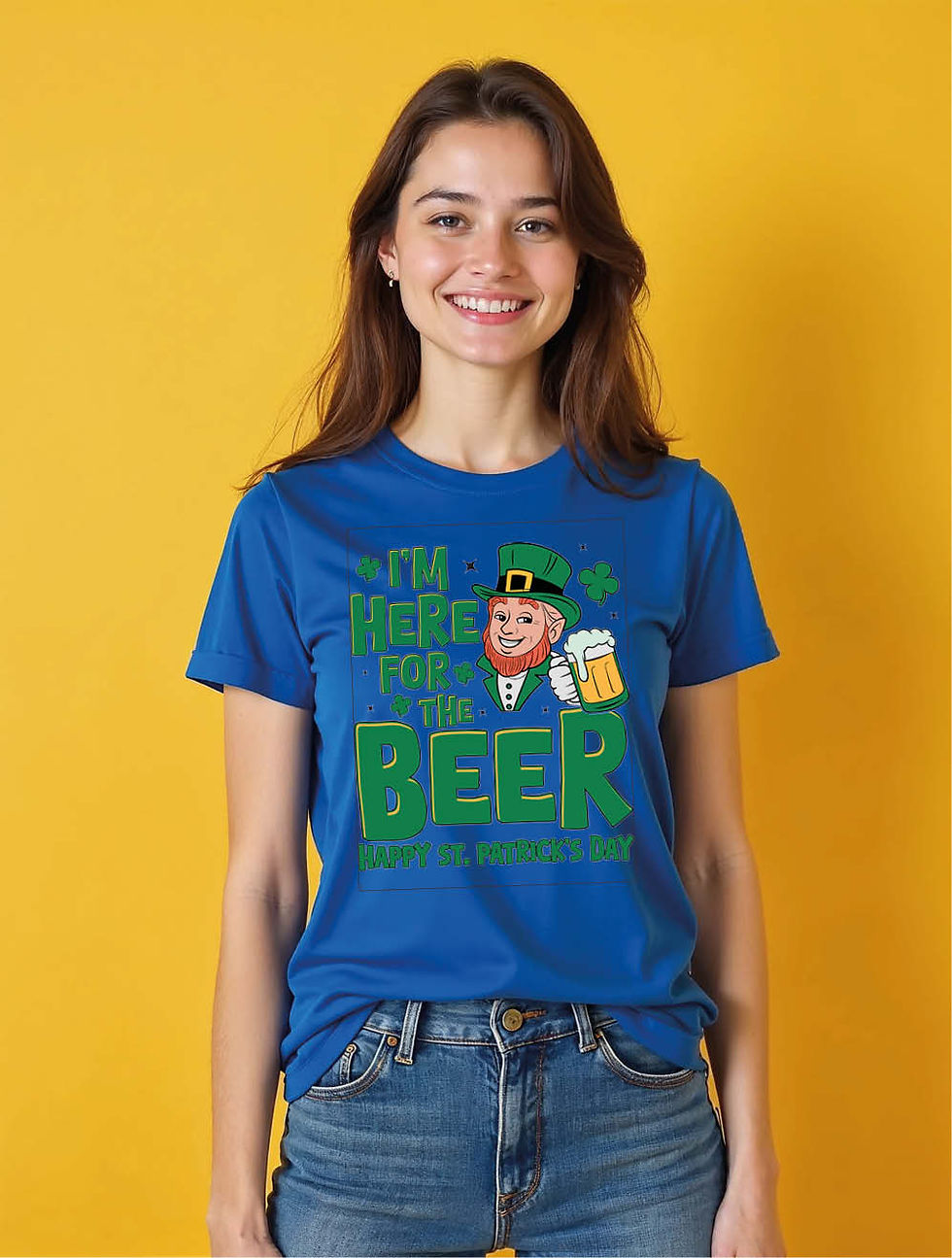 Thumbnail: i'm here for the beer happy st. patrick's day Trendy Women’s Typography T-Shirt