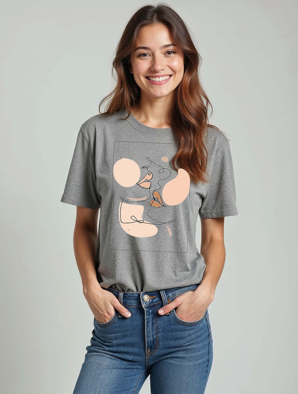 Thumbnail: Abstract Face Line Art Trendy Women’s Stylish Printed T-Shirt – Discount