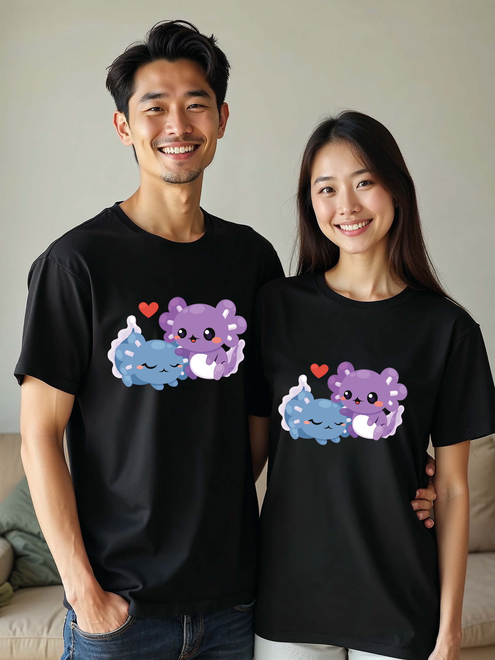Stylish Animal Couple Matching Tee Lovers Edition – Fast Delivery