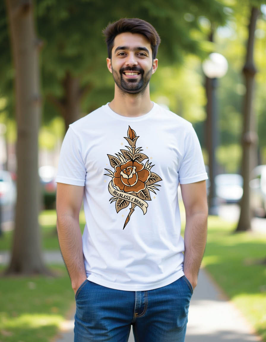 Thumbnail: vintage oldschool rose mens printed graphic t shirts