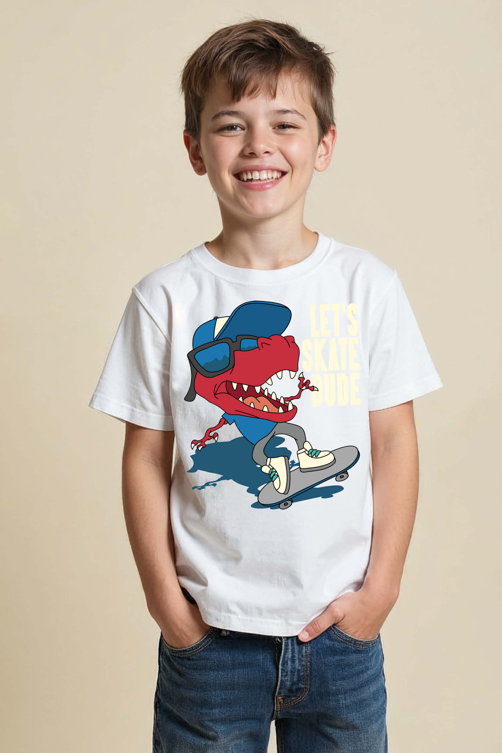 Lets Skate Dude Cute Typography Print T-Shirt for Kids – Quote Print Design