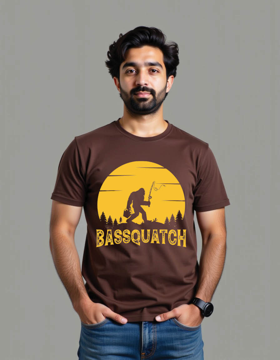 Thumbnail: bassquatch bigfoot fishing mens printed graphic t shirt