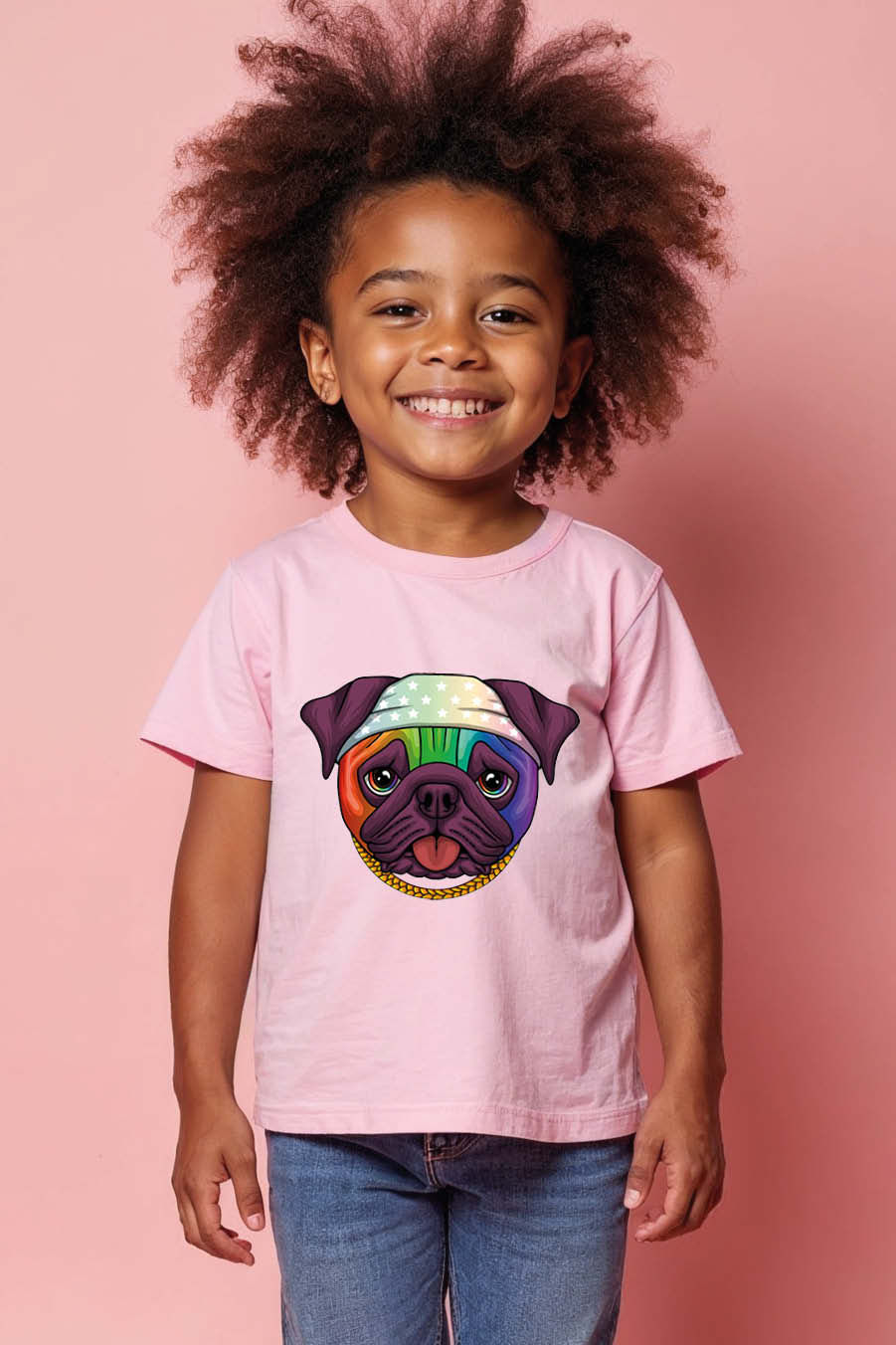 Thumbnail: Rainbow Pug with Bandana and Gold Chain Graphic T-Shirt Cool Printed t shirt