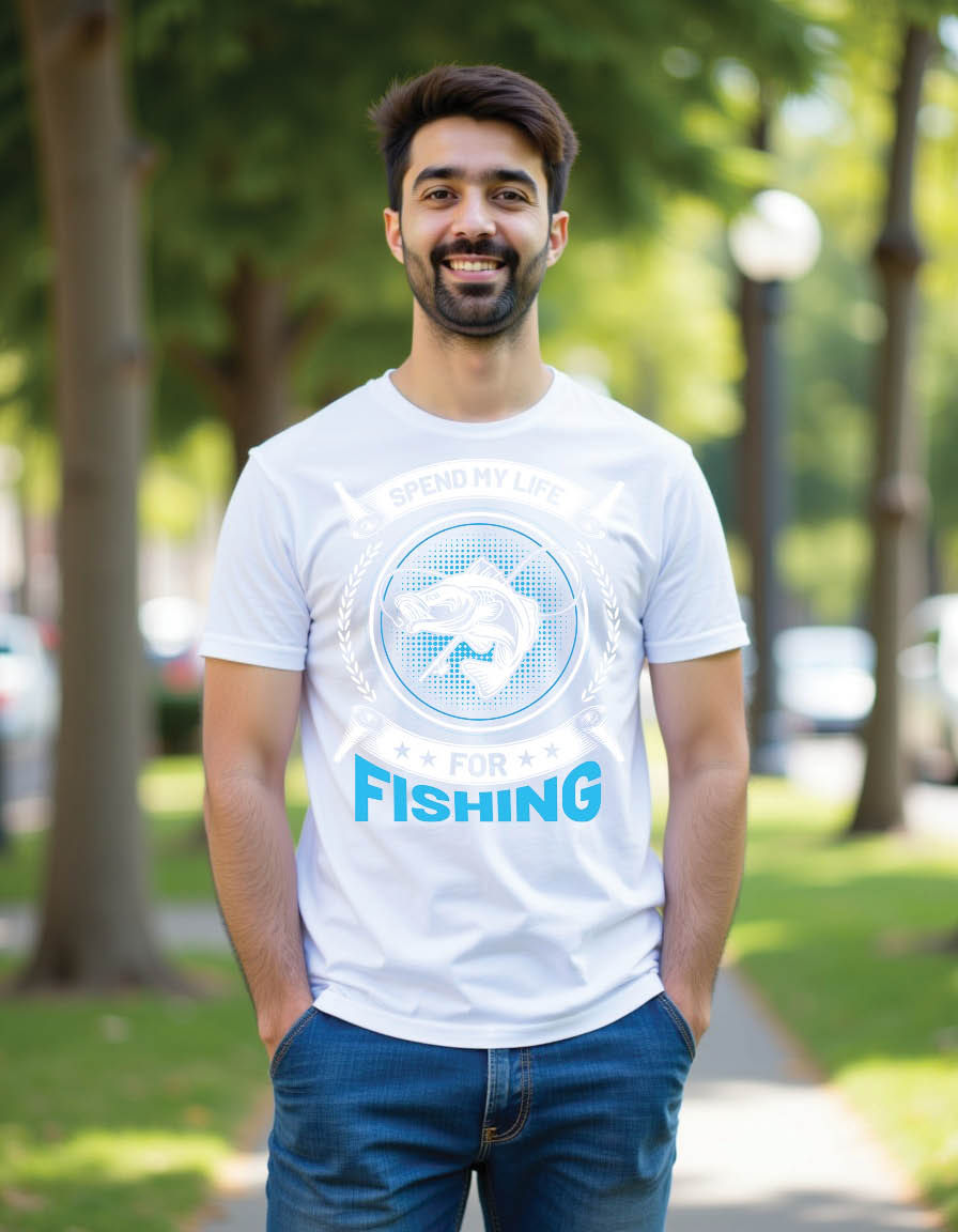 Thumbnail: spend my life fishing mens printed graphic t shirts