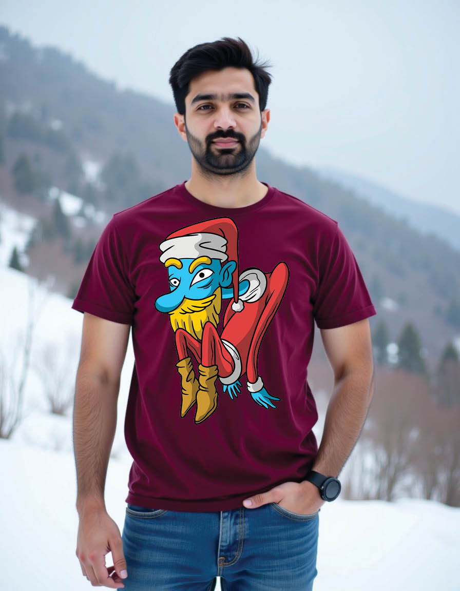 Thumbnail: happy santa package hand drawn style mens printed graphic t shirt