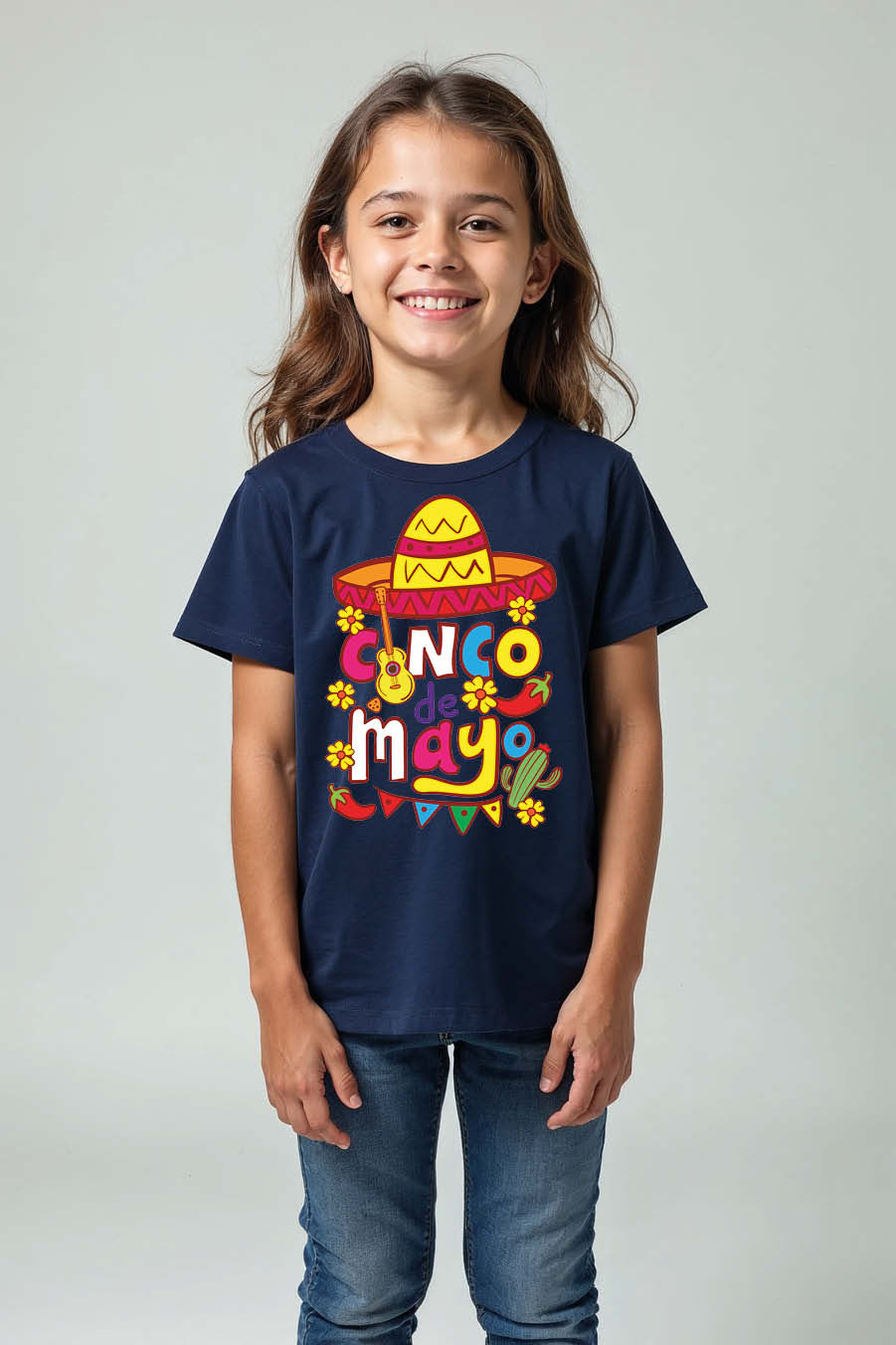Cinco de Mayo Sombrero Fiesta Graphic T-Shirt Trendy Typography Print T-Shirt