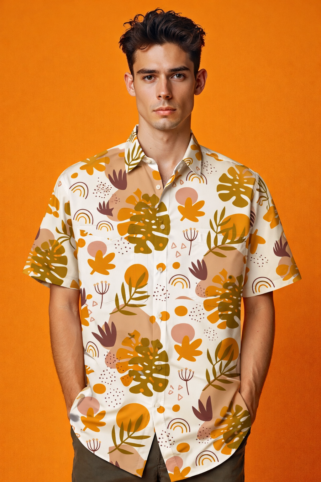 Autumn vibes with nature inspired Oversized Patterned Shirt – Luxury AOP Fashion