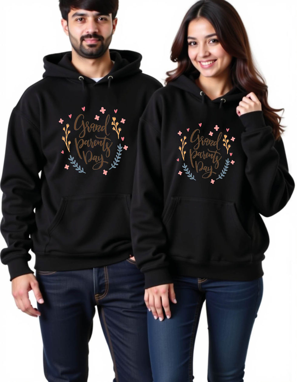 Thumbnail: grand parents day Trendy Printed Graphic Couple Hoodies