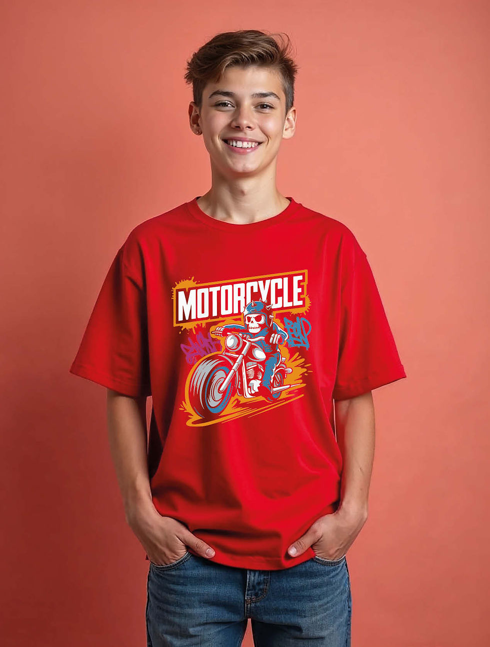 motorcycle Classic Unisex Drop Shoulder Oversized t shirt for men & women