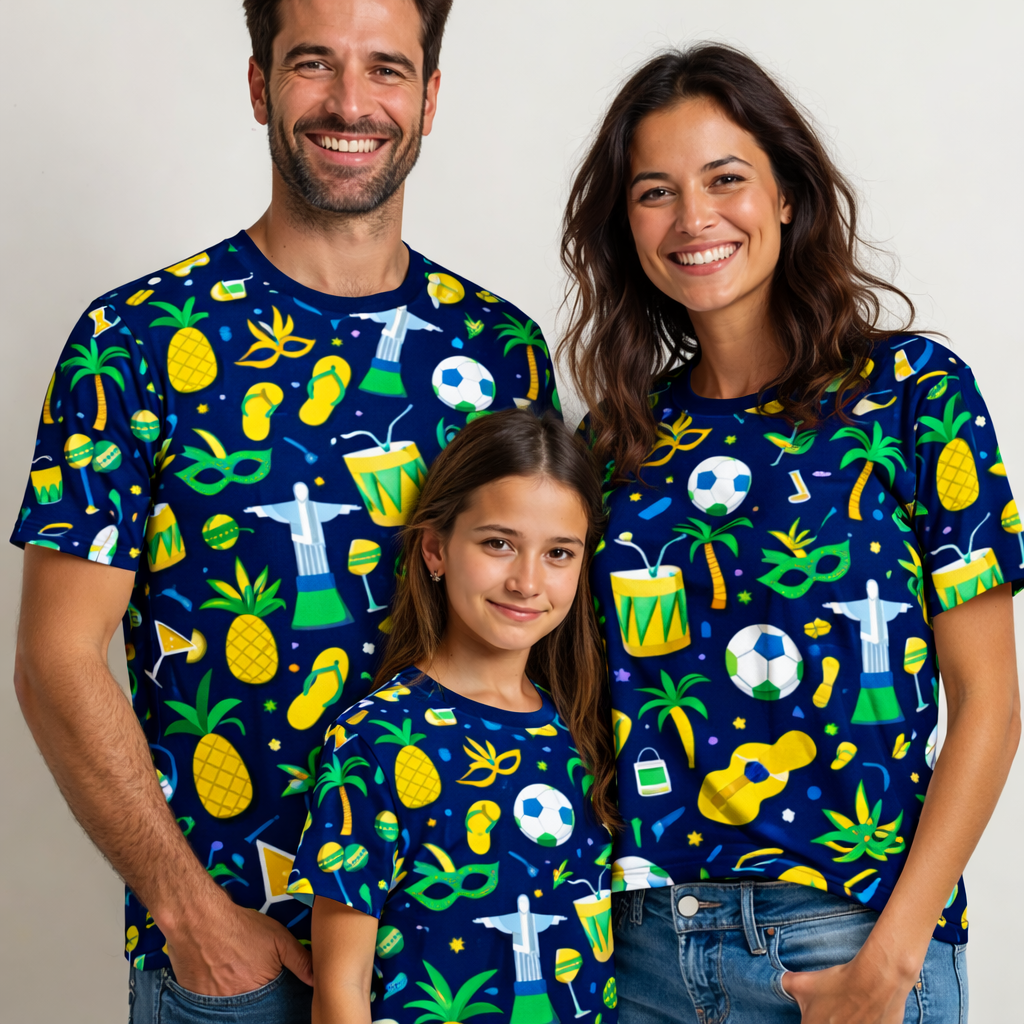 Carnival spirit in family unity matching printed tees pack of 3