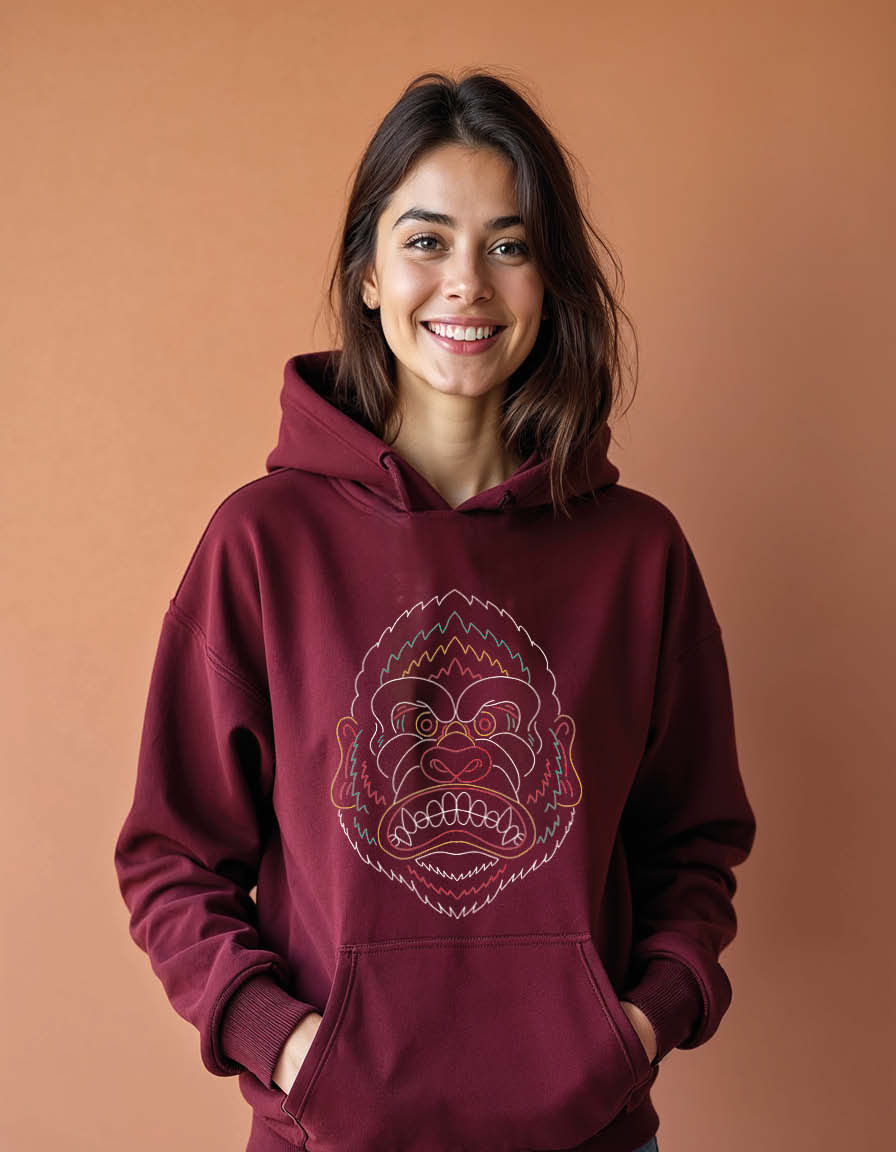 Thumbnail: Ornate Gorilla Face Mandala Unisex Graphic Printed Hoodies for mens & womens