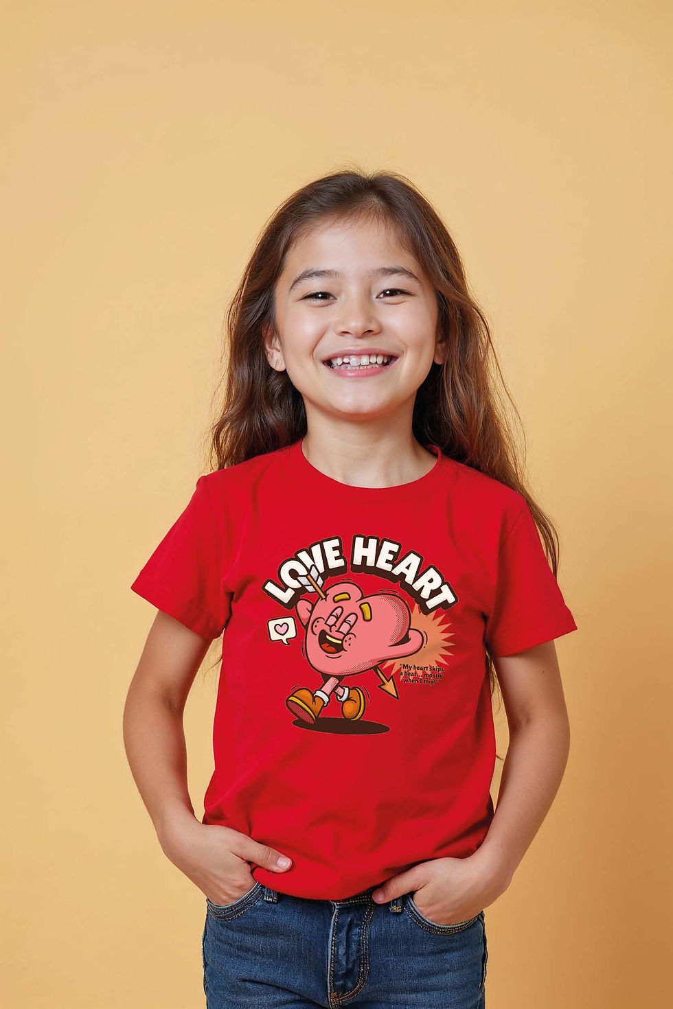 love heart Premium Unisex Kids Graphic Tee – Print Print Design for Boys & Girls