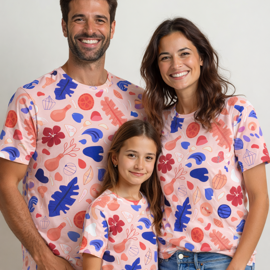 Family matching patterns printed tees pack of 3