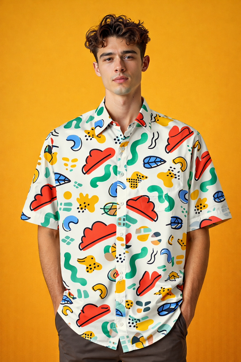 Half Clouds And Cool Rain Patterned Oversized Shirt with Full Print