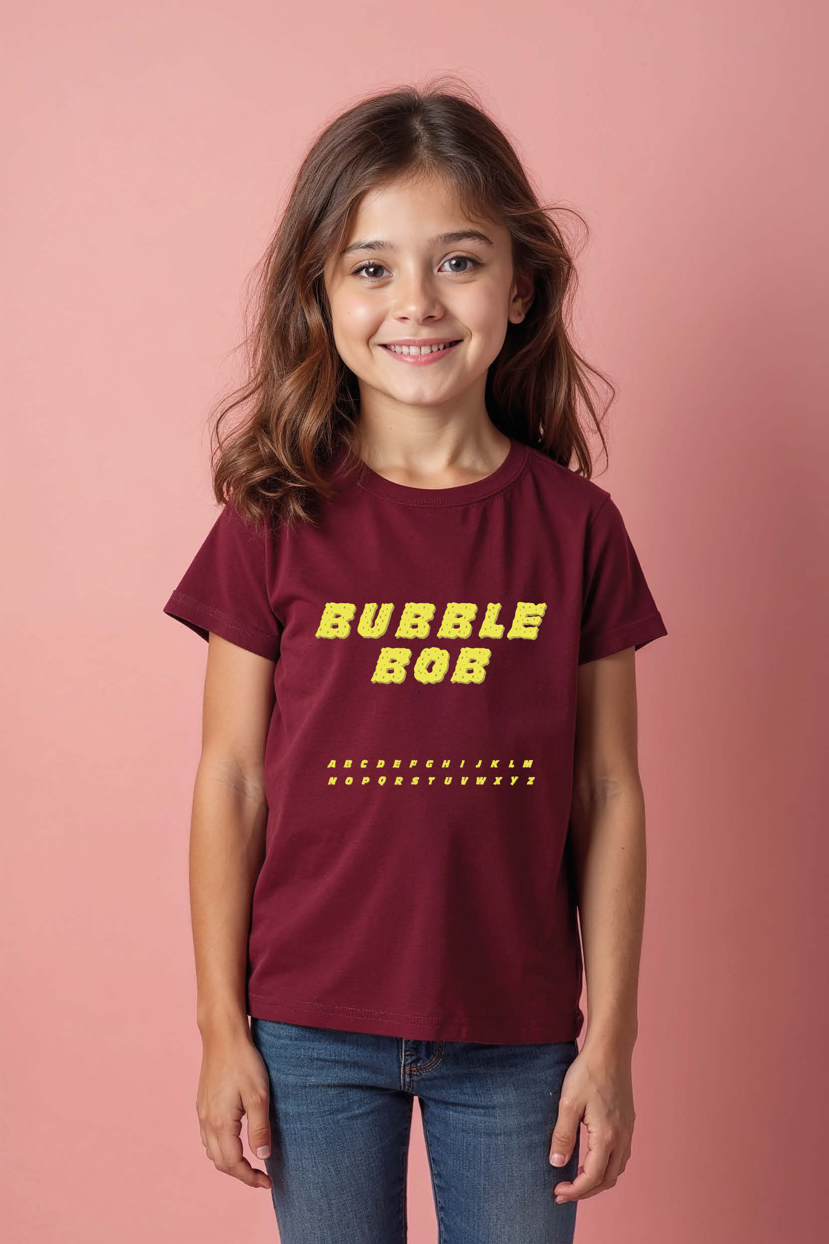 Bubble Bob Typography Kids T-Shirt – Trendy Graphic Text Tee for Boys & Girls