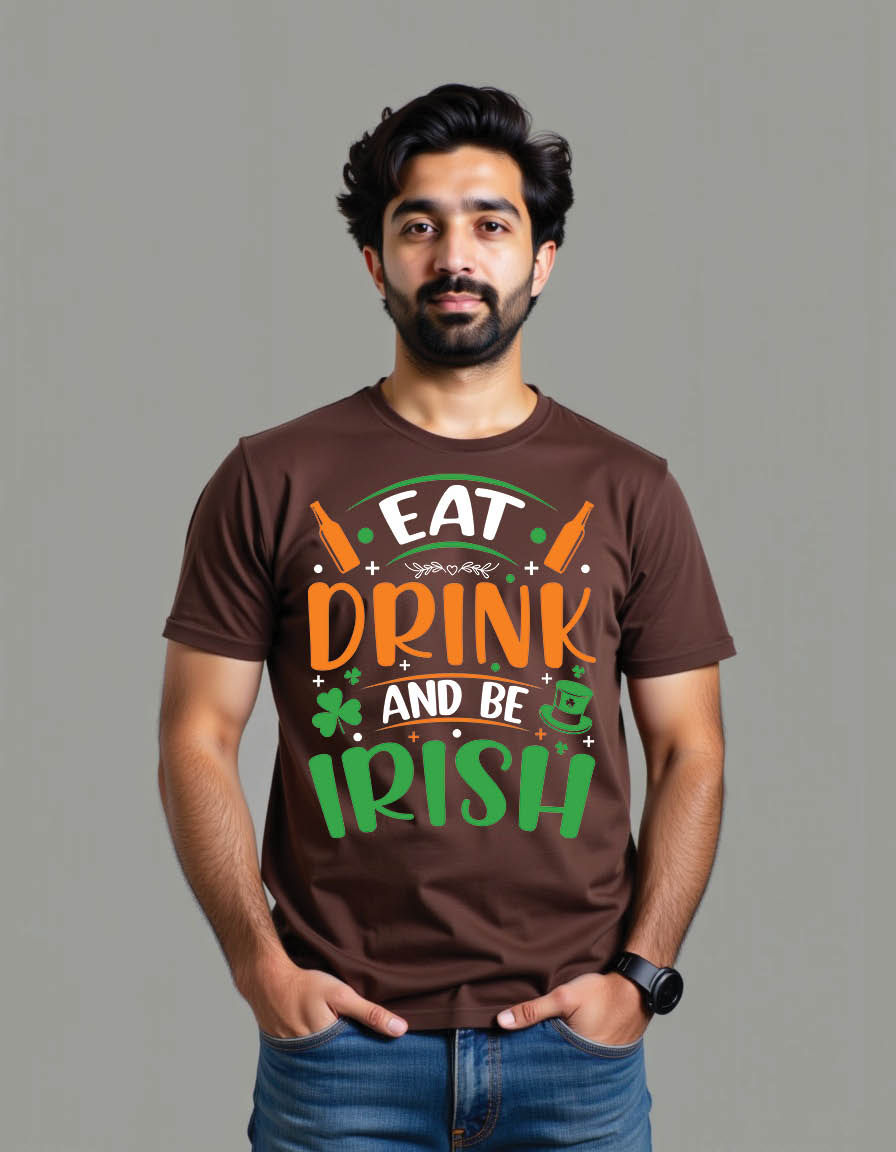 eat drink be irishst patricks day mens printed graphic t shirt
