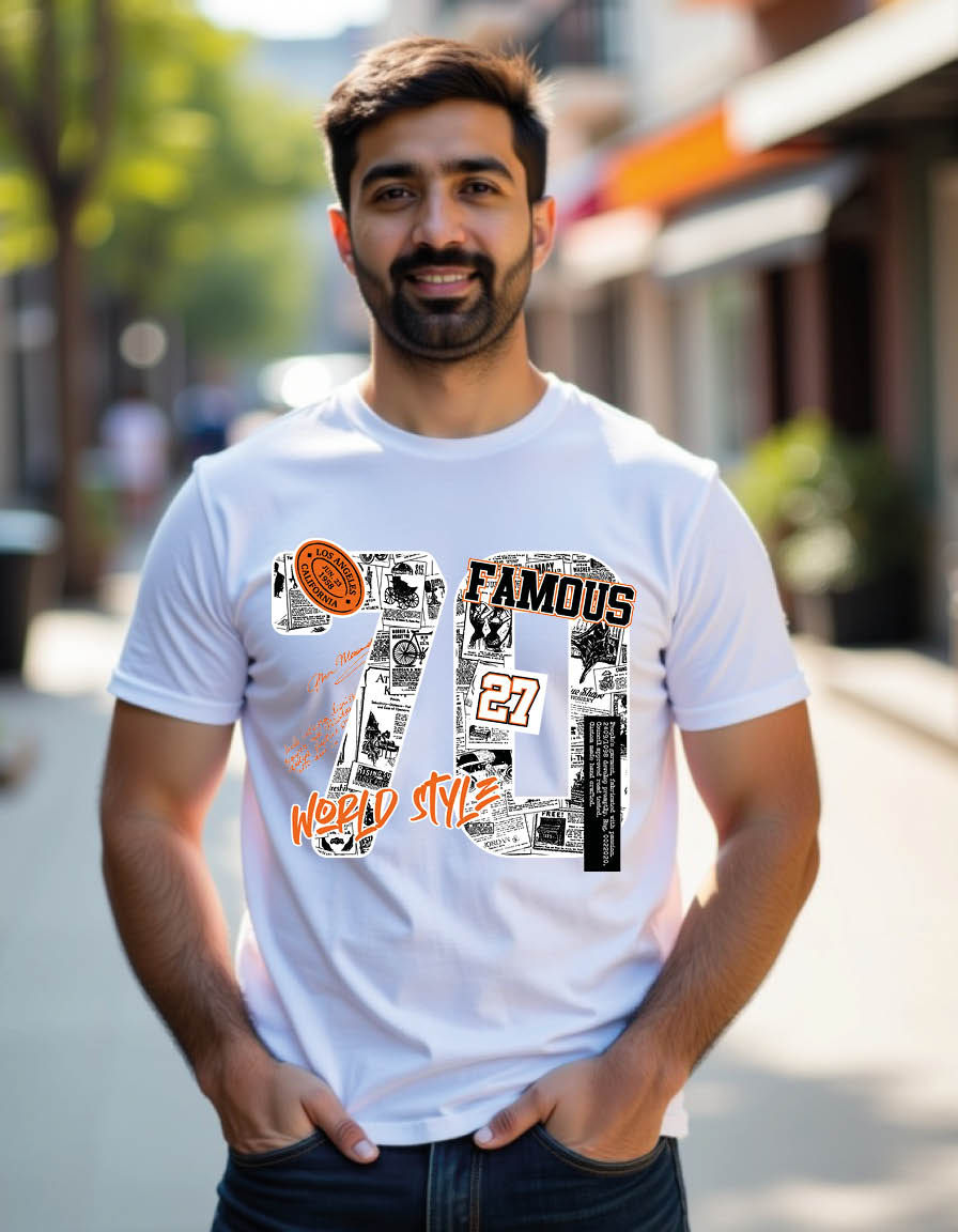 Thumbnail: WORLD STYLE  mens printed graphic t shirt