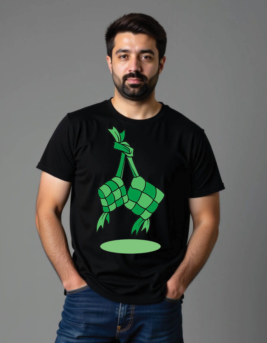 Thumbnail: ketupat ramadan cartoon mens printed graphic t shirt