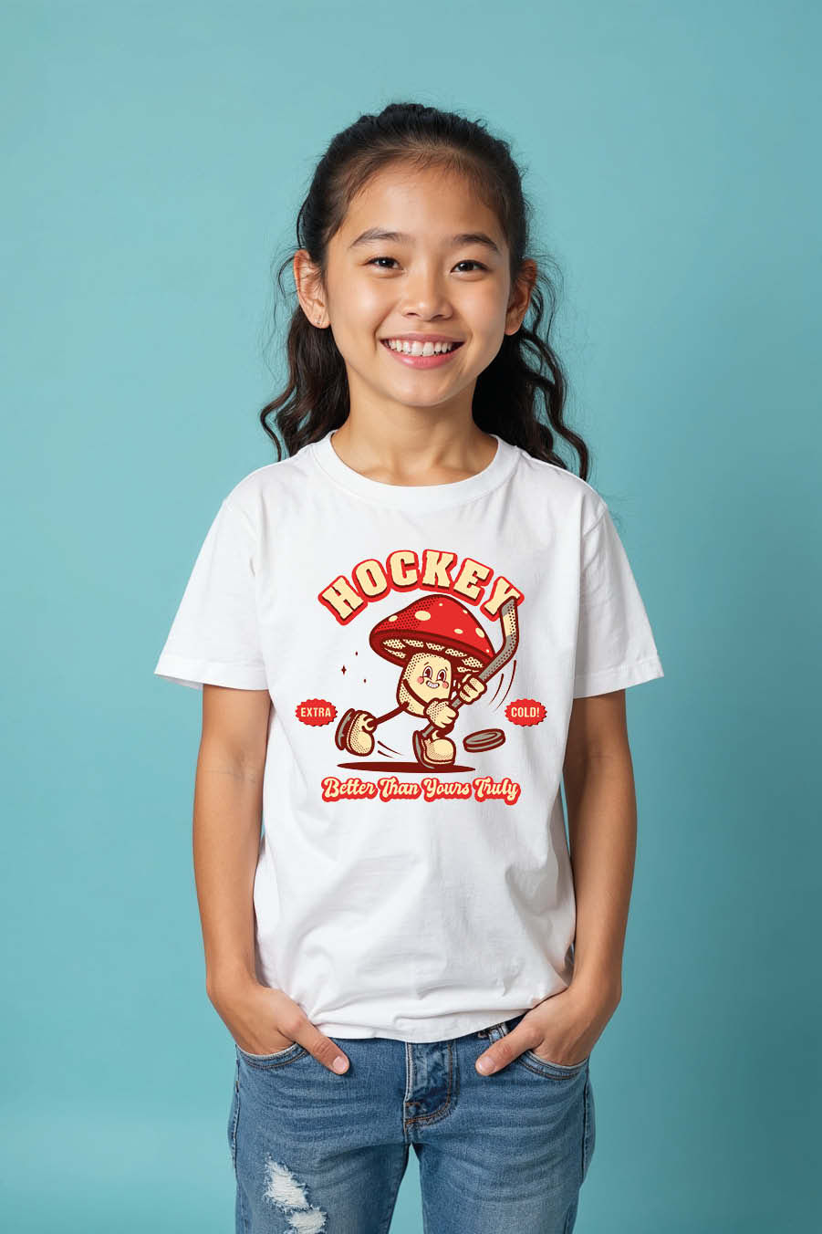 Thumbnail: Hockey Playful Cool Cartoon Kids T-Shirt – Artwork Print Design for Boys & Girls