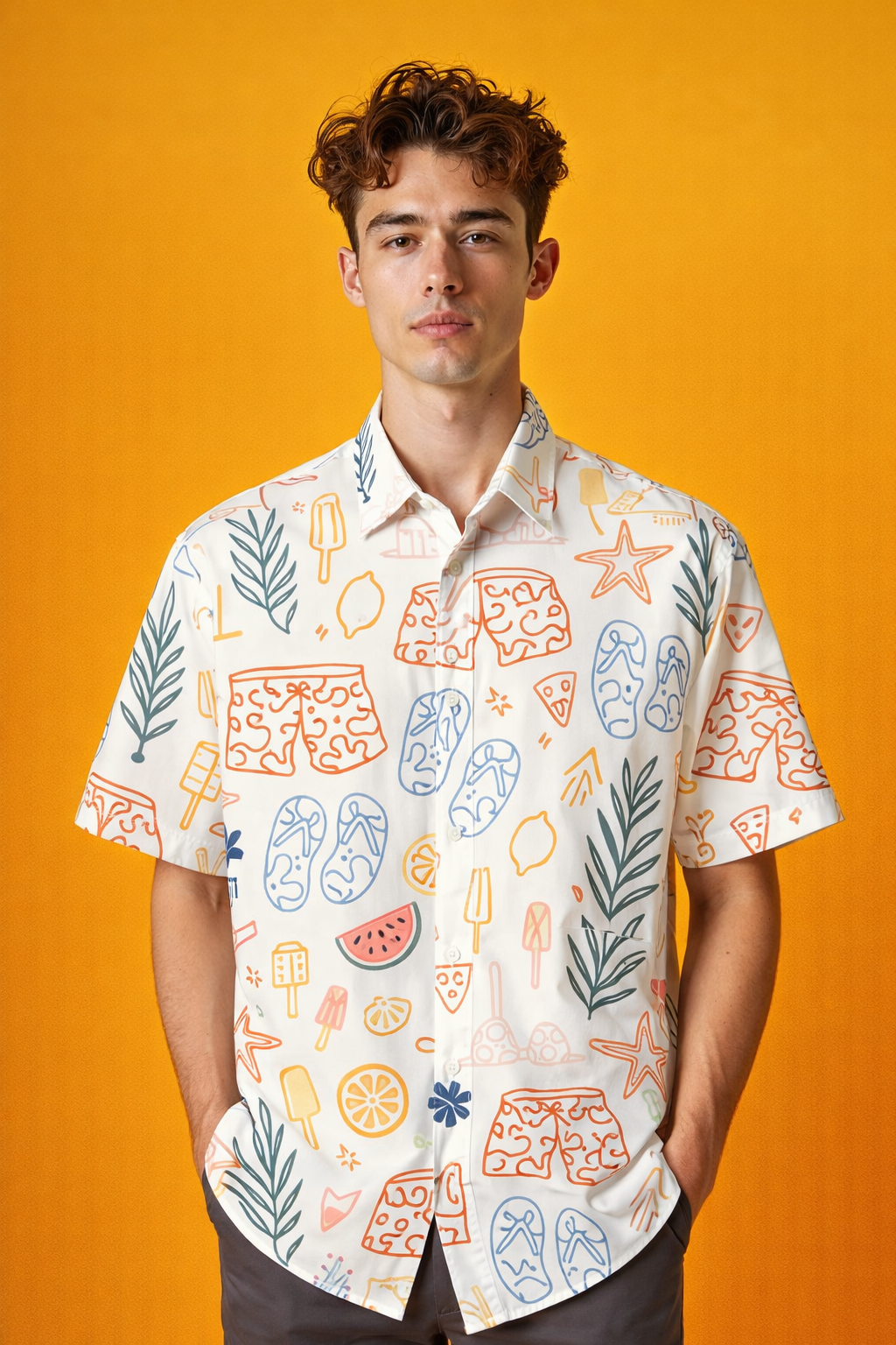 Summer vibes portrait Statement Maker Patterned Oversized Shirt with AOP