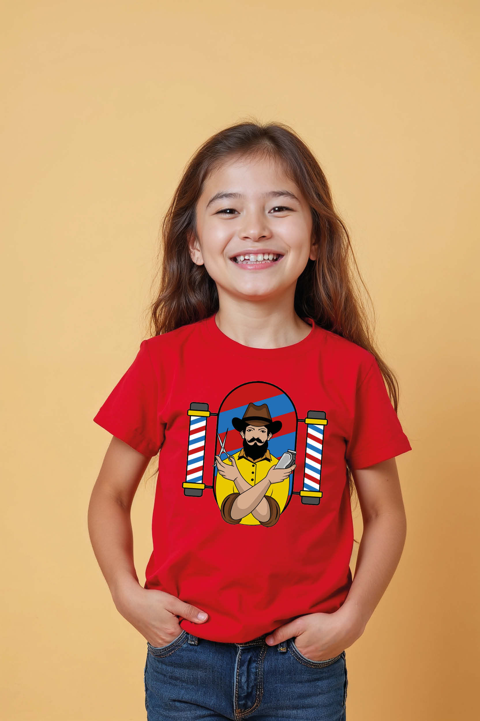 Bearded Cowboy Barber Cool Typography Print T-Shirt for Kids – Space Print