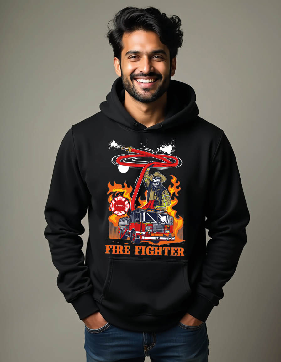 Thumbnail: fire fighter Streetwear Men’s Printed Hoodie – Cool Printed Outfit