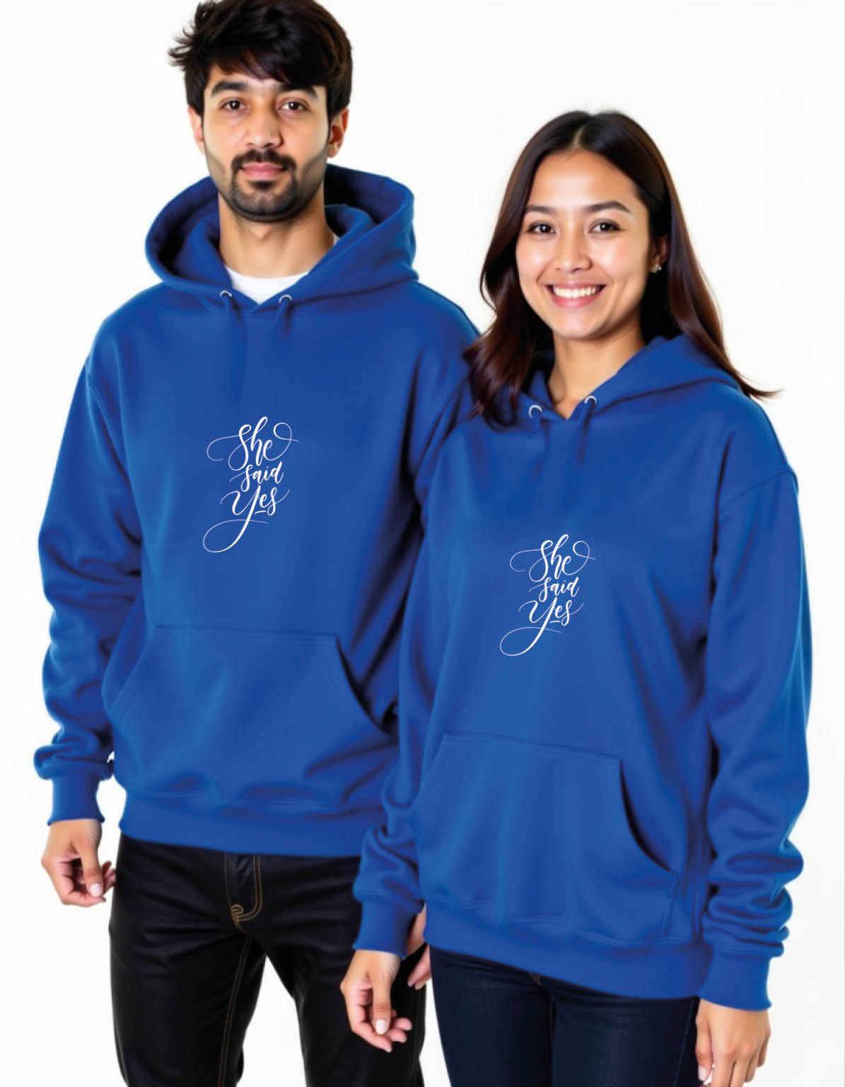 she said yes Streetwear Printed Graphic Couple Hoodies