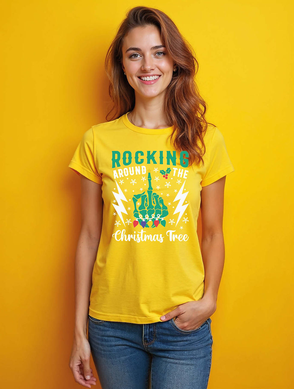 Thumbnail: rocking around the christmas tree Trendy Women’s Printed Graphic Streetwear Tees