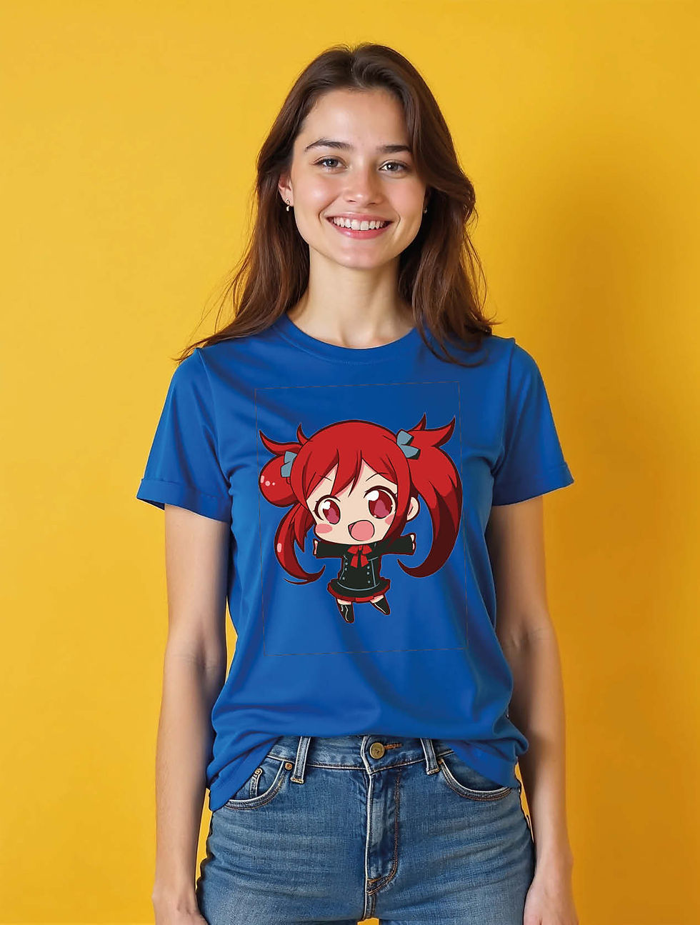Thumbnail: Chibi Red Pigtails Anime Chic Women’s Streetwear T-Shirt – Discount Offer