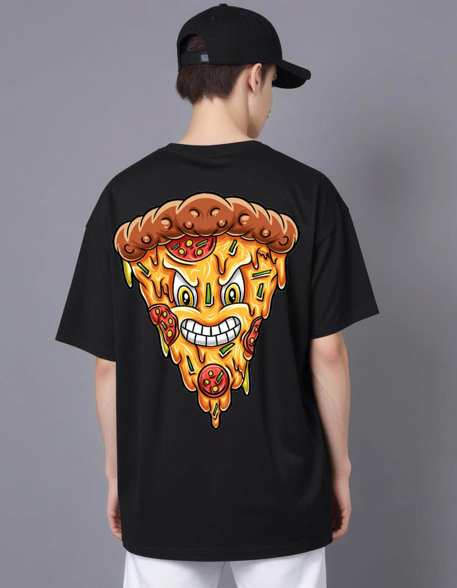 angry pizza cartoon Oversized Printed t shirt