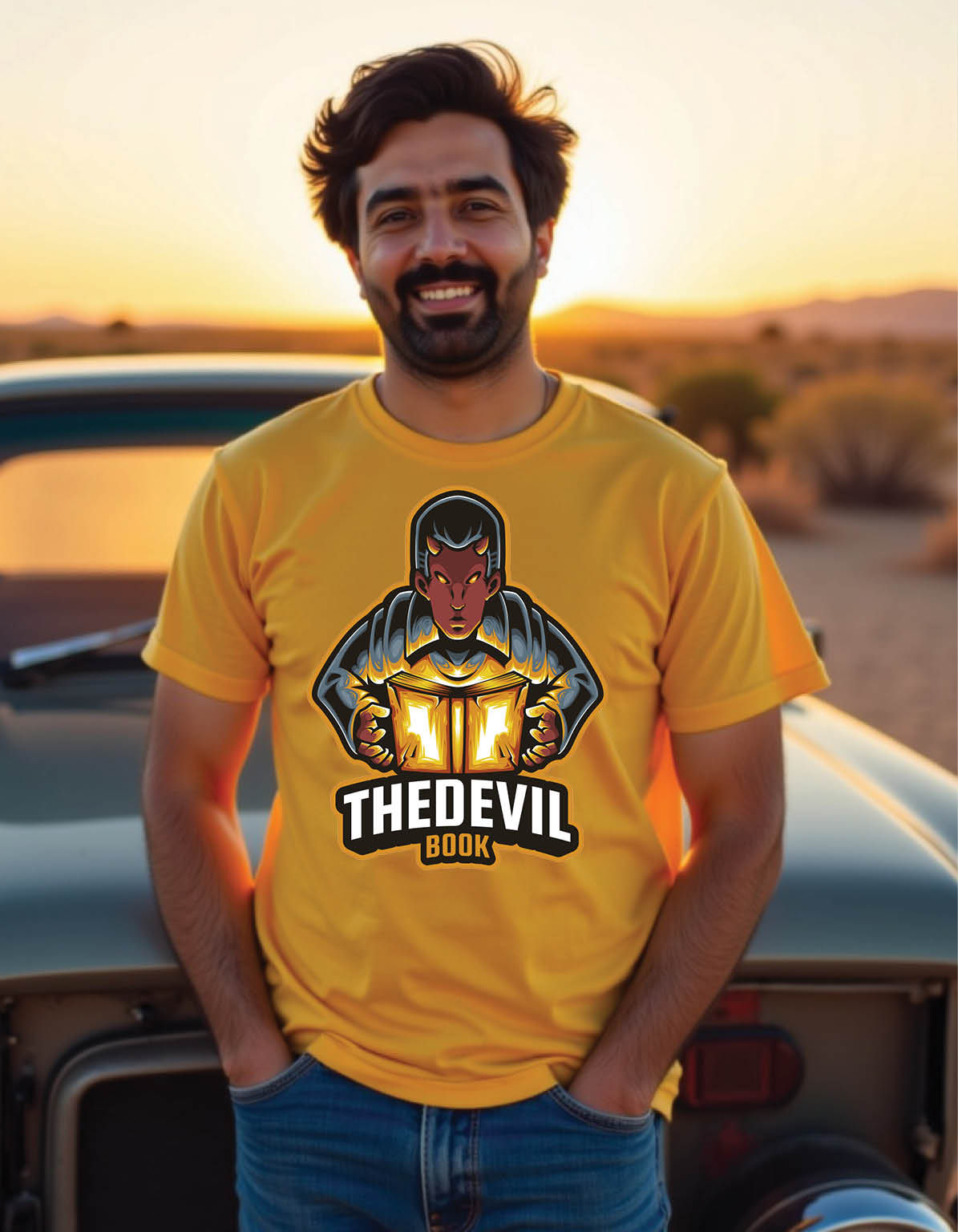 devil book mascot logo mens printed graphic t shirts