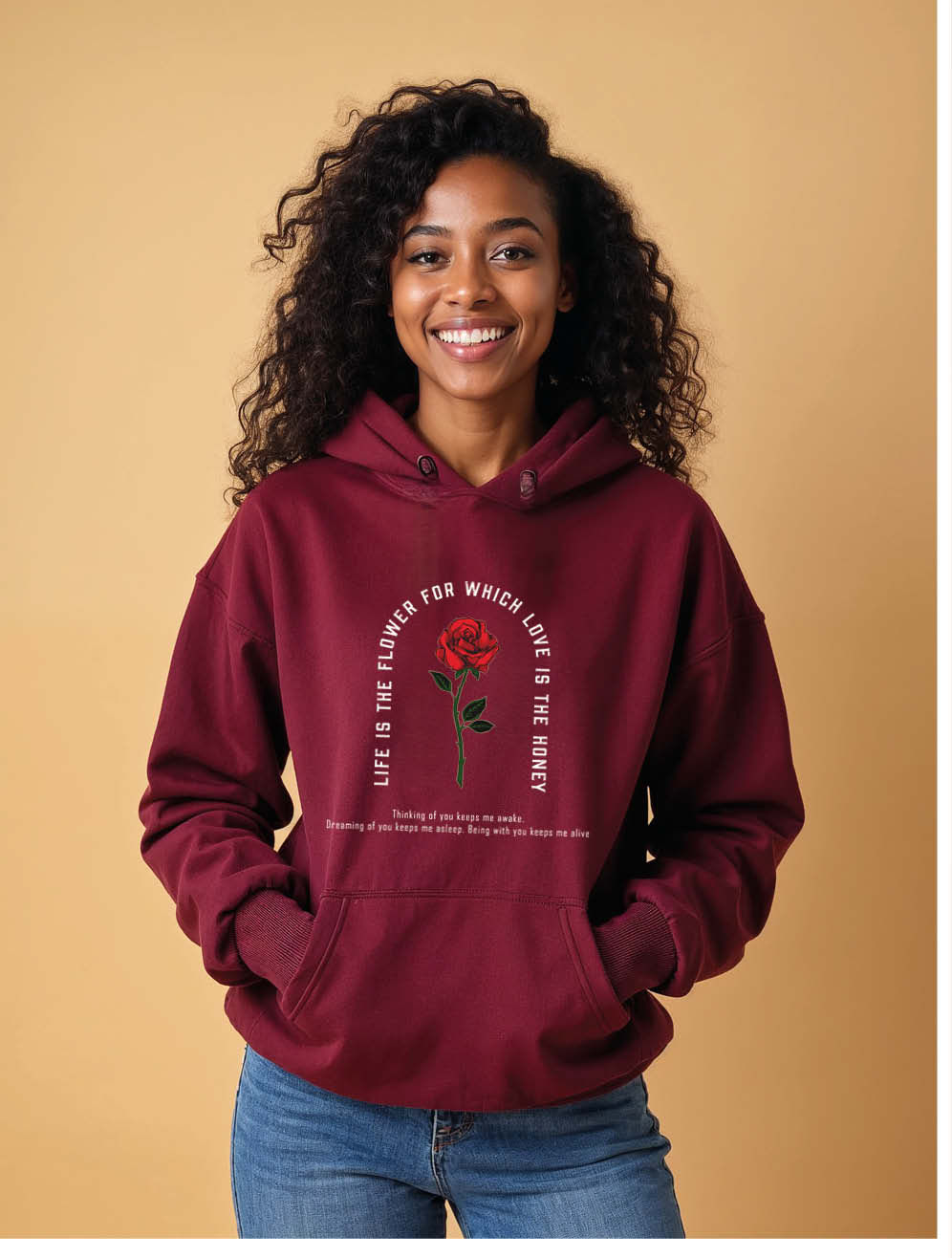 life is the flower for which love is the honey Casual Women’s Typography Hoodies
