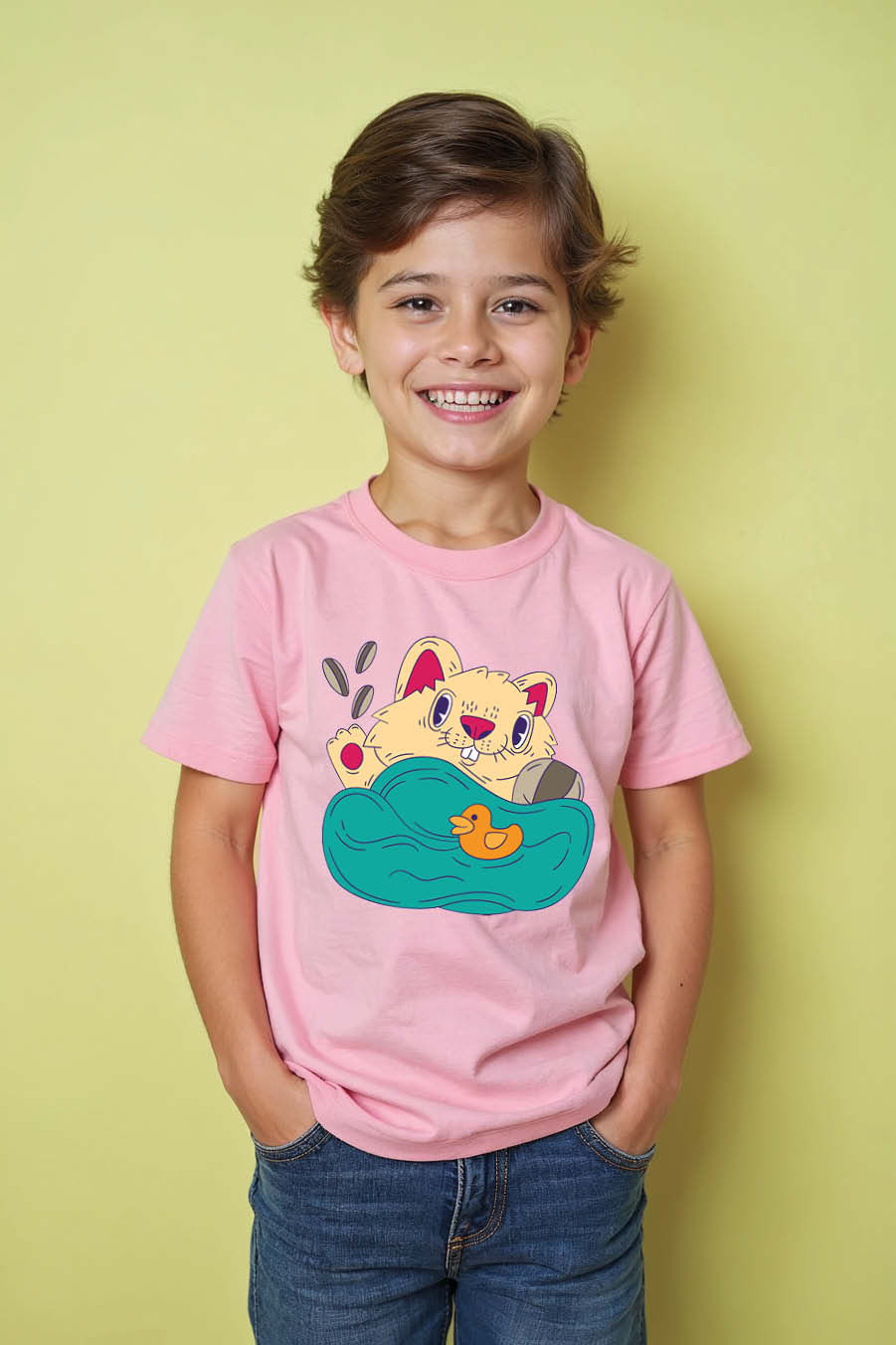 Thumbnail: Cartoon Beaver Taking a Bubble Bath Graphic Playful Kids Graphic Tee