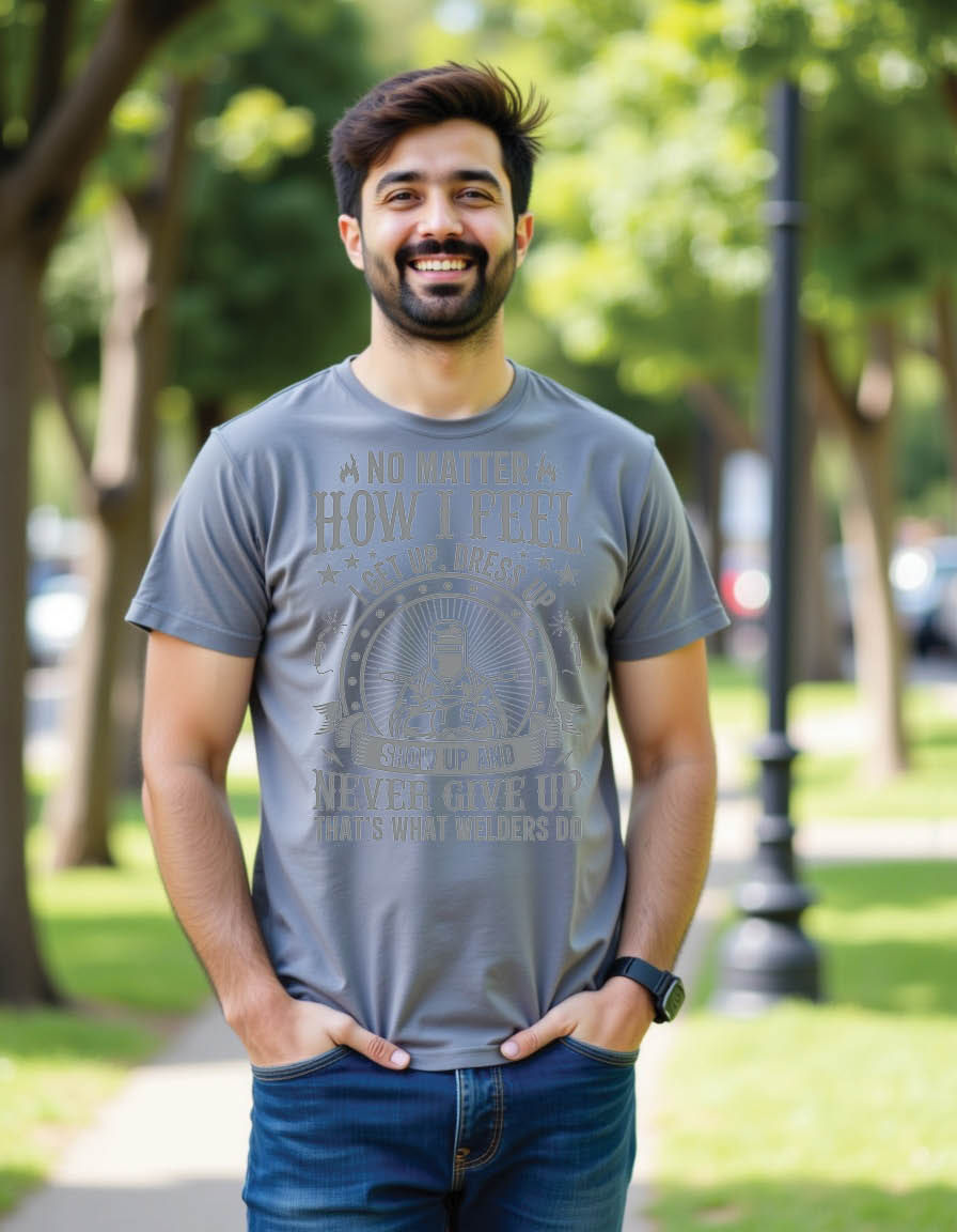 Thumbnail: no matter how i feel i get up dress up show up mens printed graphic t shirt