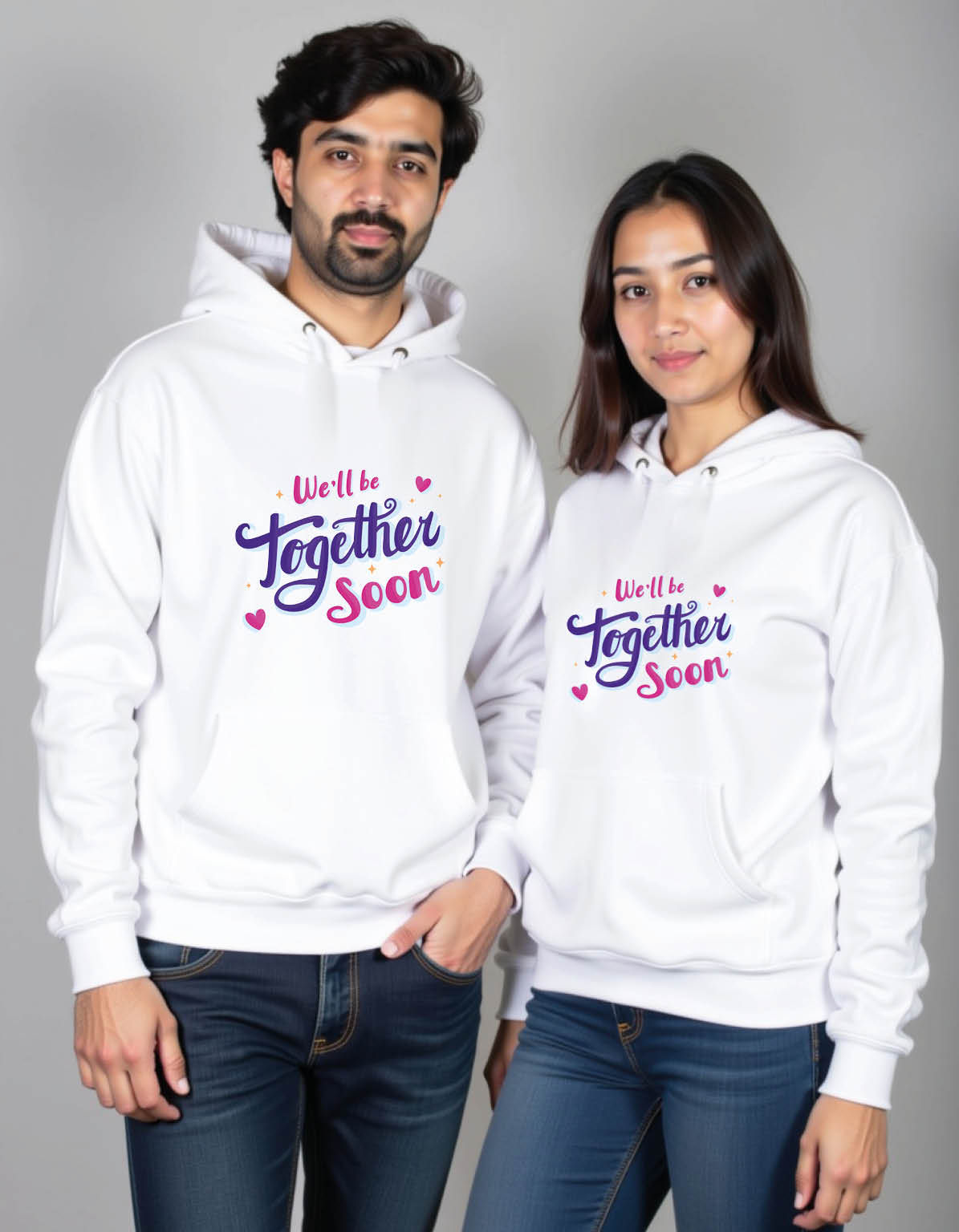we'll be together soon Urban Fashion Printed Graphic Couple Hoodies