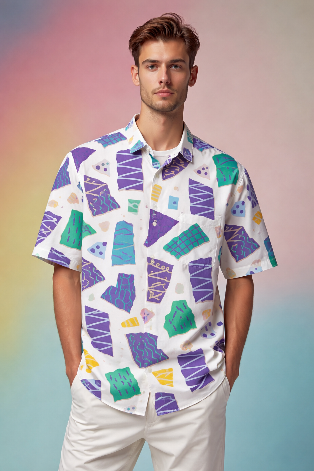 Confident style Oversized Patterned Shirt with Premium All Over Print