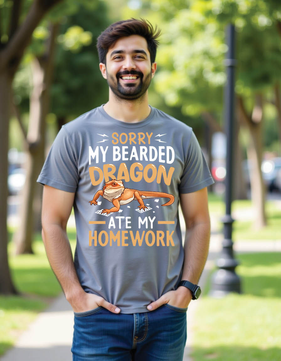 Thumbnail: sorry my bearded dragon ate my homework pogona mens printed graphic t shirt