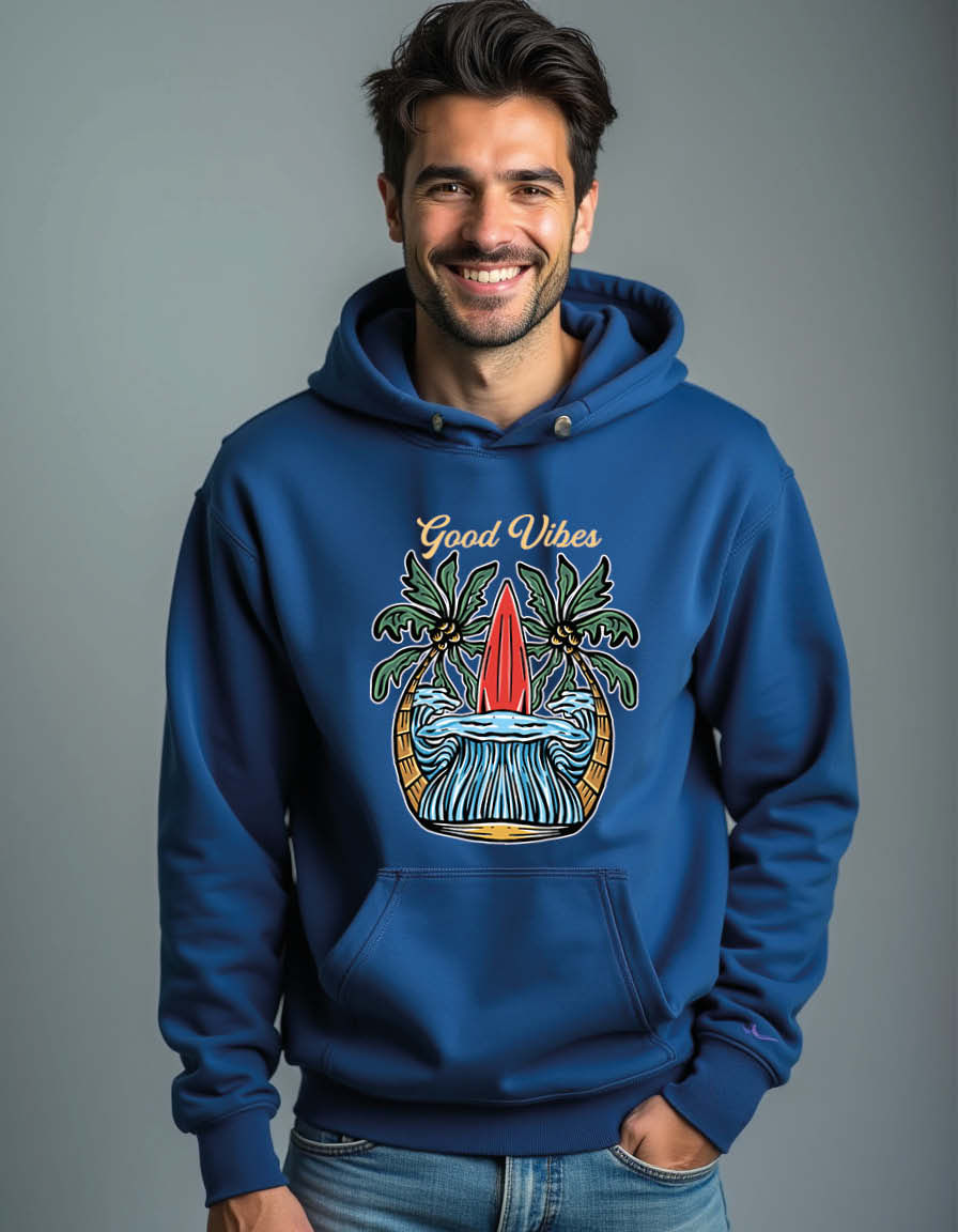 Thumbnail: Good vibes at beach Unisex Graphic Printed Hoodie