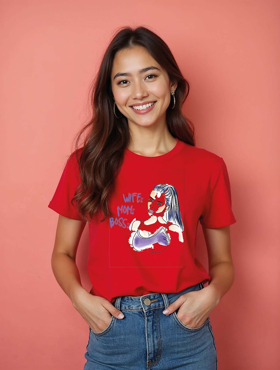 Thumbnail: wife mom boss Cool Women’s Printed Graphic Typography T-Shirt – Shop Now