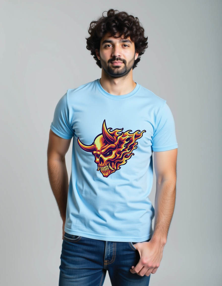 flame skull mens printed graphic t shirt