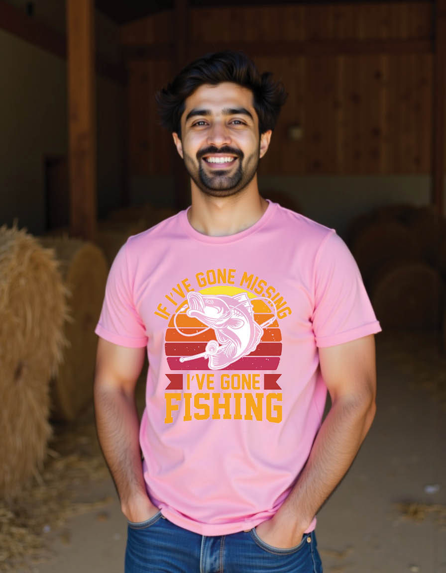 Thumbnail: if i ve gone missing i ve gone fishing mens printed graphic t shirt
