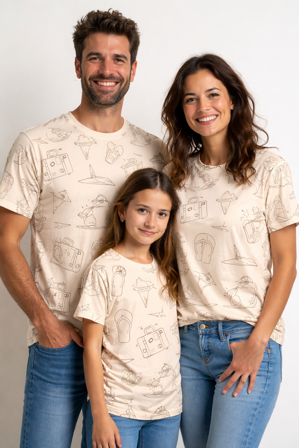 holiday-themed family wear matching printed T-shirts pack of 3