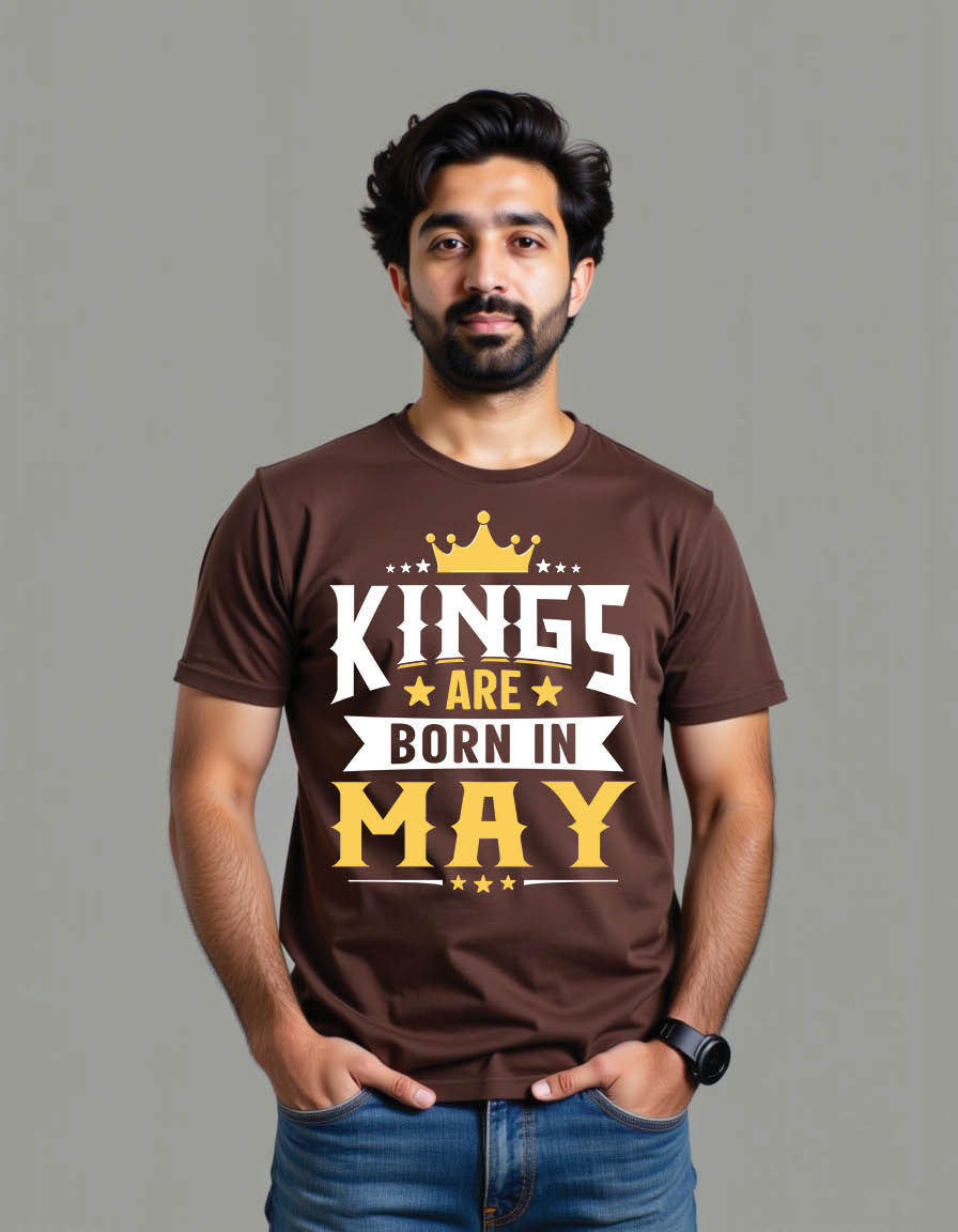 Thumbnail: kings are born may typography ornament mens printed graphic t shirt