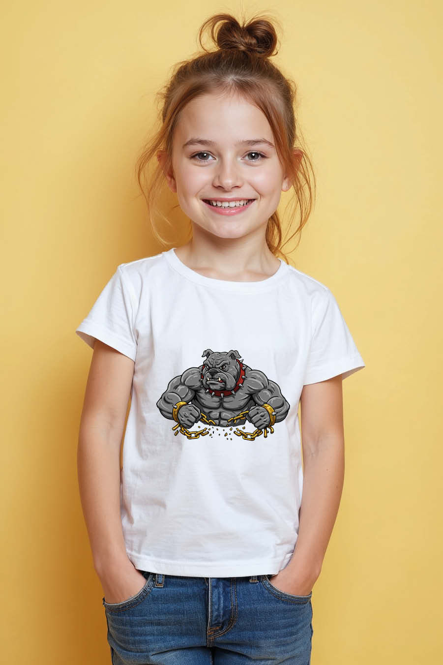 Thumbnail: Ripped Bulldog in Chains Cool Kids T-Shirt – Illustration Print