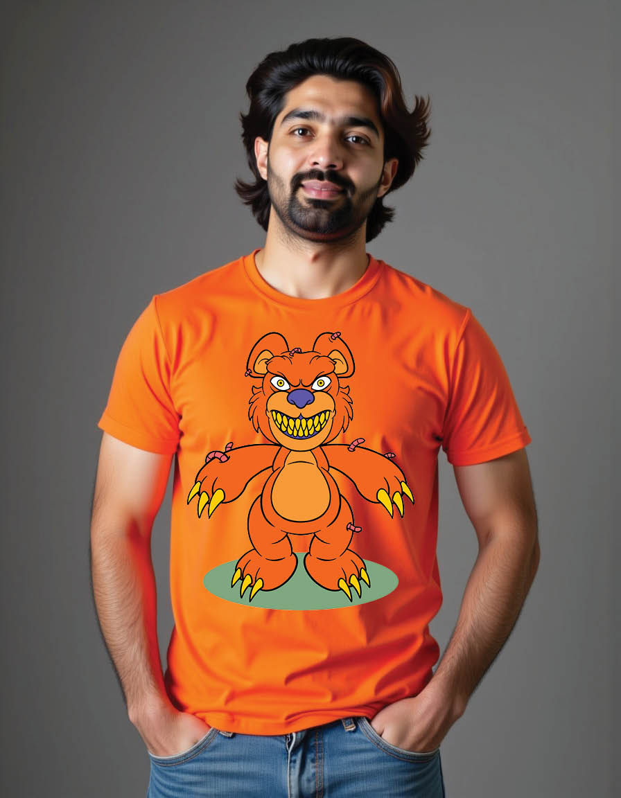Thumbnail: horror bear doll cartoon mens printed graphic t shirt